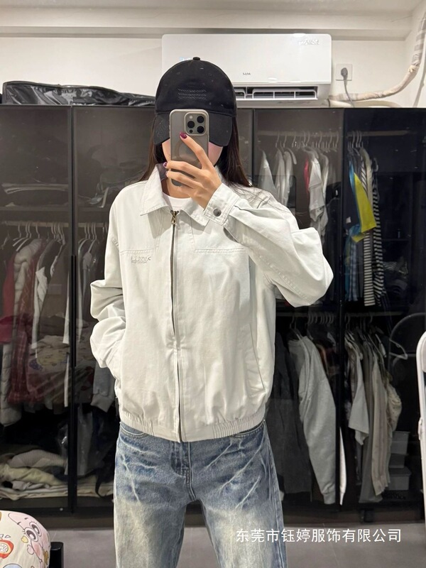 2025 New Casual Lapel Jacket Spring and Autumn American Retro Petite Loose Versatile Jacket Women's Top Wholesale