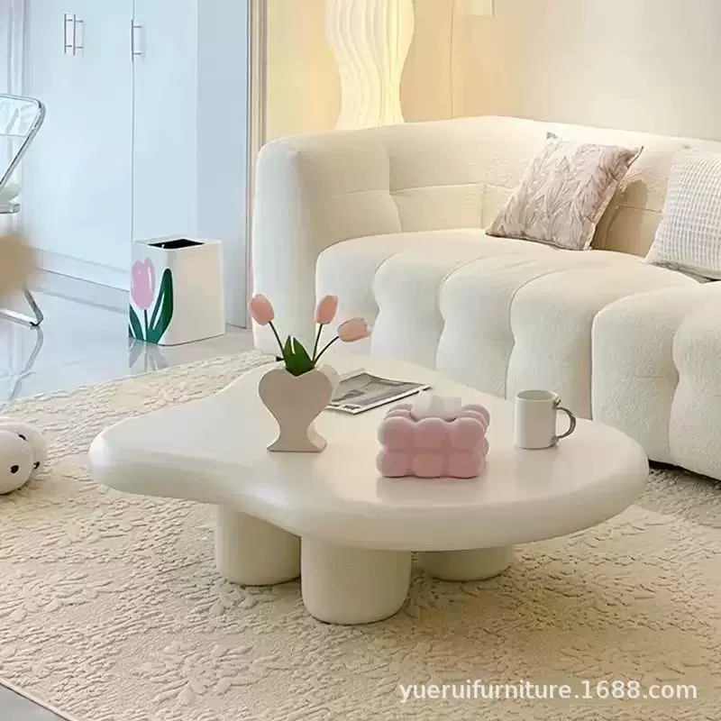 网红爆款云朵茶几侘寂奶油风客厅创意异形小茶几家用卧室小圆桌
