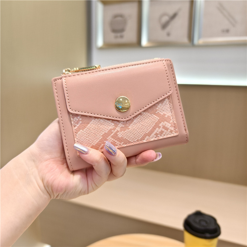 Special Offer: Da Ni Korean Version Trendy Fashion Splicing Niche Design Multifunctional Zipper Buckle Short Wallet for Women