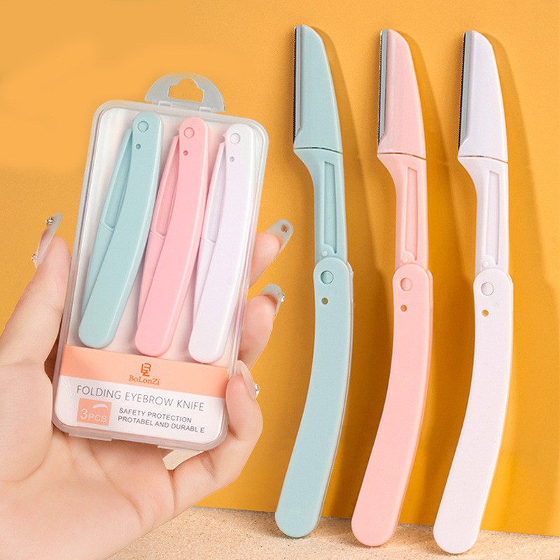 New Folding Eyebrow Knife Safety Stainless Steel Macro Beginner Anti-scratch Men's and Women's Parity Eyebrow Scraping Knife Wholesale