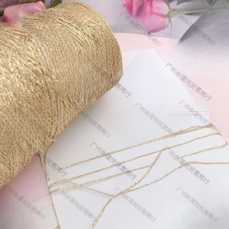 空心纱金丝线亮丝毛线包包钩边装饰浅金色线材料包闪光编织针线