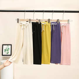 女童裤子夏季薄款冰丝西装裤儿童夏装休闲长裤女大童直筒裤阔腿裤