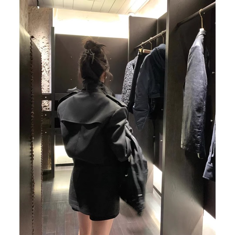 黑色立领阔肩外套上衣女秋季新款个性复古休闲百搭短款夹克机车服|undefined