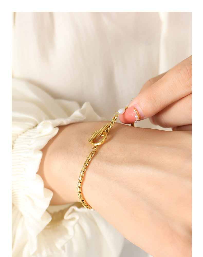 Elegant Geometric Pearl Titanium Steel Bracelets 1 Piece