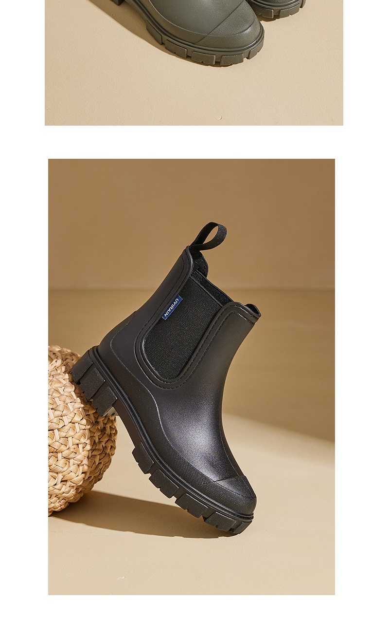 Grenzüberschreitende modische Regenstiefel für Damen, dicke Sohle, elastischer Riemen, wasserfeste, rutschfeste Gummischuhe für Küche und Haushalt_voghion.com