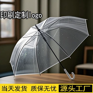 一次性透明雨伞8骨白色透明伞拿货小白伞高级感定制广告伞可印log