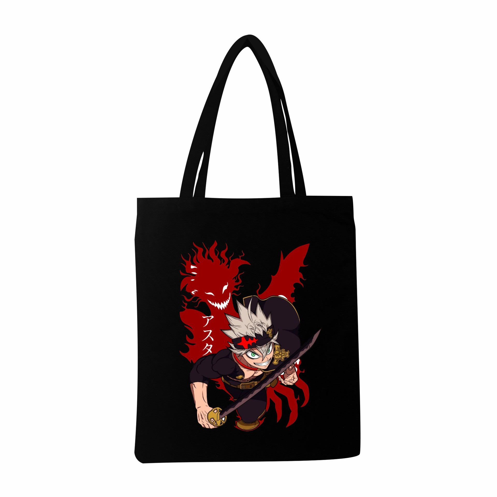Comercio exterior popular trébol de cuatro hojas negro Black Clover bolso de lona estampado Harajuku bolso de la compra