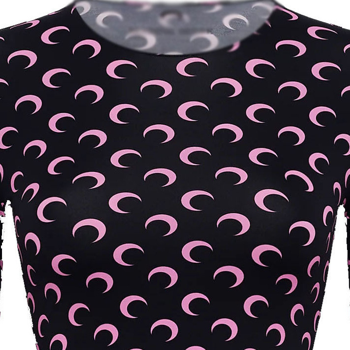 mariin moon printing bottoming shirt long sleeve women's 20ss inner wear new thin crescent sun protection clothing