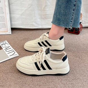 Thick-soled Versatile White Shoes Women's 2024 New Summer Retro Leather Heightened Sports Casual Sneakers Comfortable Versatile