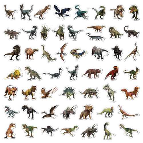 Jurassic dinosaur stickers 50 sheets waterproof removable cartoon suitcase skateboard computer children's dinosaur stickers