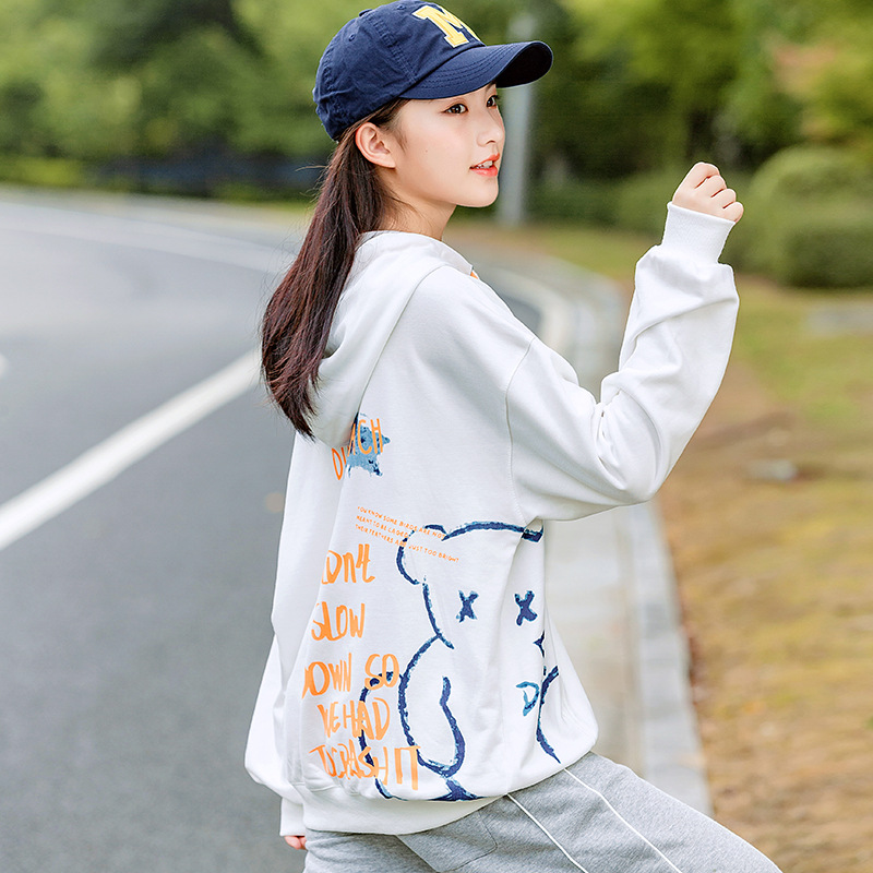 少女衛衣春秋2022新款12歲大童韓版上衣高初中學生寬鬆洋氣帽衫15