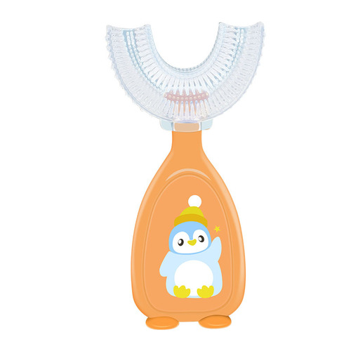 Penguin manual children U-shaped silicone toothbrush baby oral hygiene manual U-shaped children's toothbrush