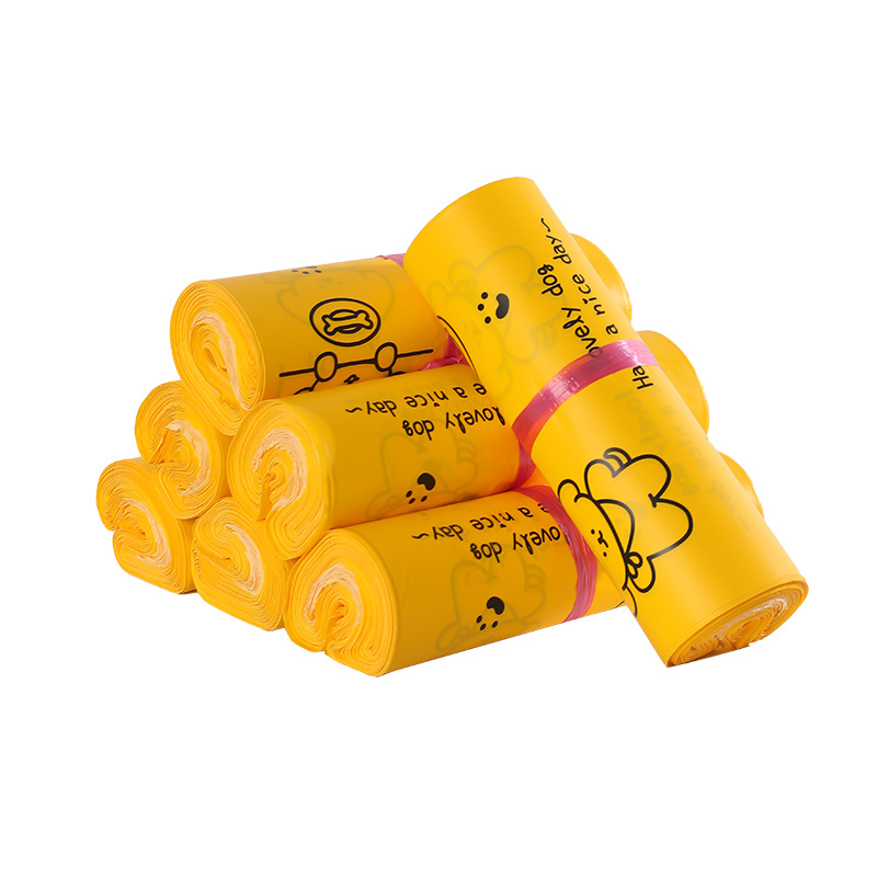Impreso amarillo nuevo material expreso bolsa de embalaje esmerilado bolsa de logística embalaje bolsa impermeable con patrón de perro de dibujos animados