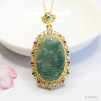 Yiyu Natural A товар Изумрудная голубая вода ландшафтный бренд инкрустированный кулон ожерелье ювелирные изделия в прямом эфире FC4112904L