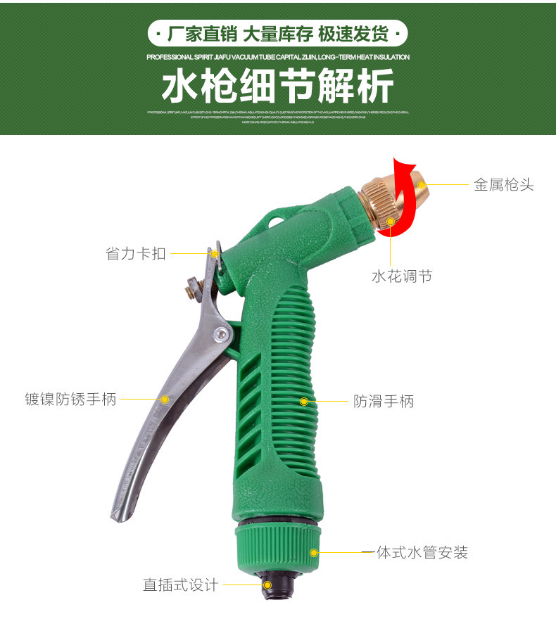 Car Wash Hose Water Gun Connector High-Pressure Household Car Washing Plastic Hose Water Pipe for Watering Flowers and Vegetables Wholesale