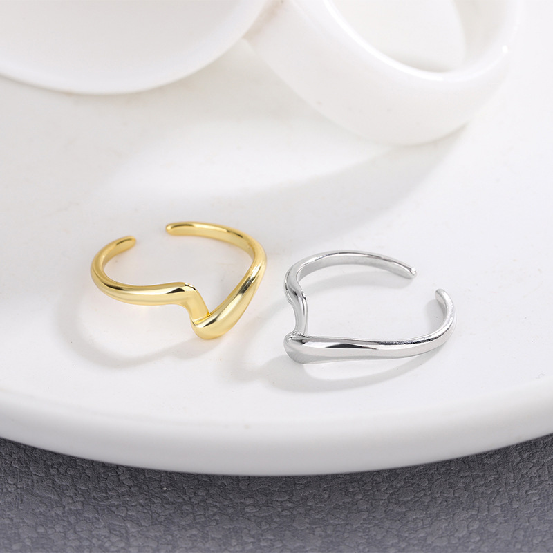 European And American Style Irregular Water Ripple INS Wrapped Combination Open Geometric Punk Ring Factory Wholesale_voghion.com