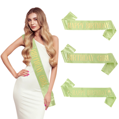 New Green Satin Shoulder Strap Ribbon Birthday Girl Party Belt Bride to Be Decoration