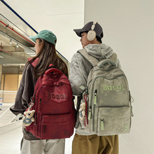 新款书包韩版ins工装风潮流情侣背包大容量初高中学生睿营双肩包