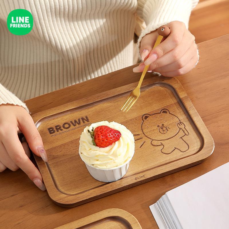 LINE FRIENDS漫画木製ディナープレート子供ランチクリエイティブ断熱トレイパーマ防止洋食プレート家庭用|undefined