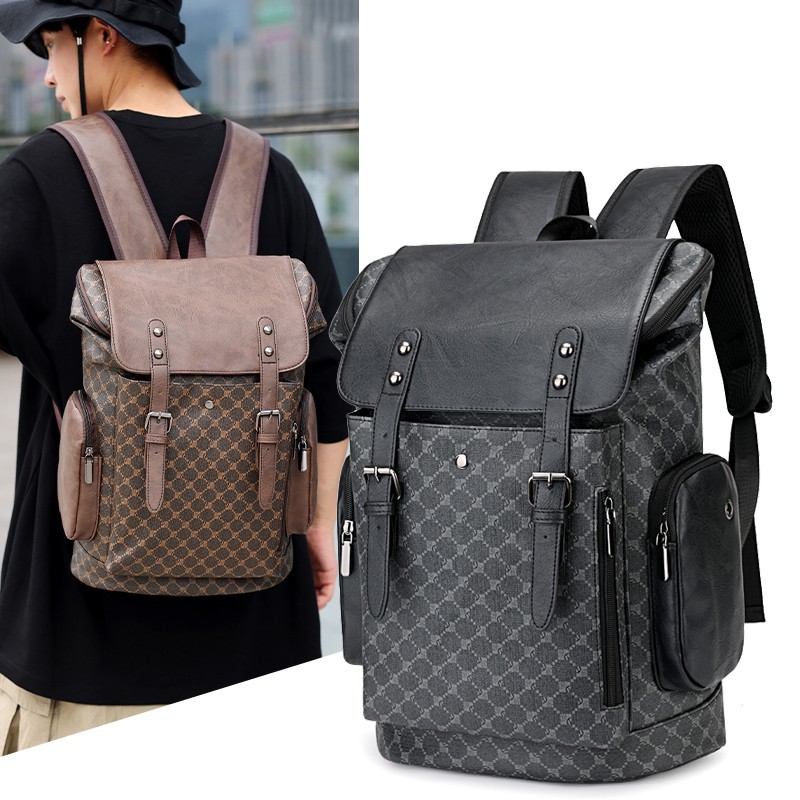 Transfronterizo 2025 nueva mochila de hombre impresión casual textura de negocios bolsas de computadora de viaje de negocios mochila de color