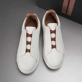 欧洲站2026秋季新款头层牛皮休闲板鞋韩版潮流透气一脚蹬懒人男鞋