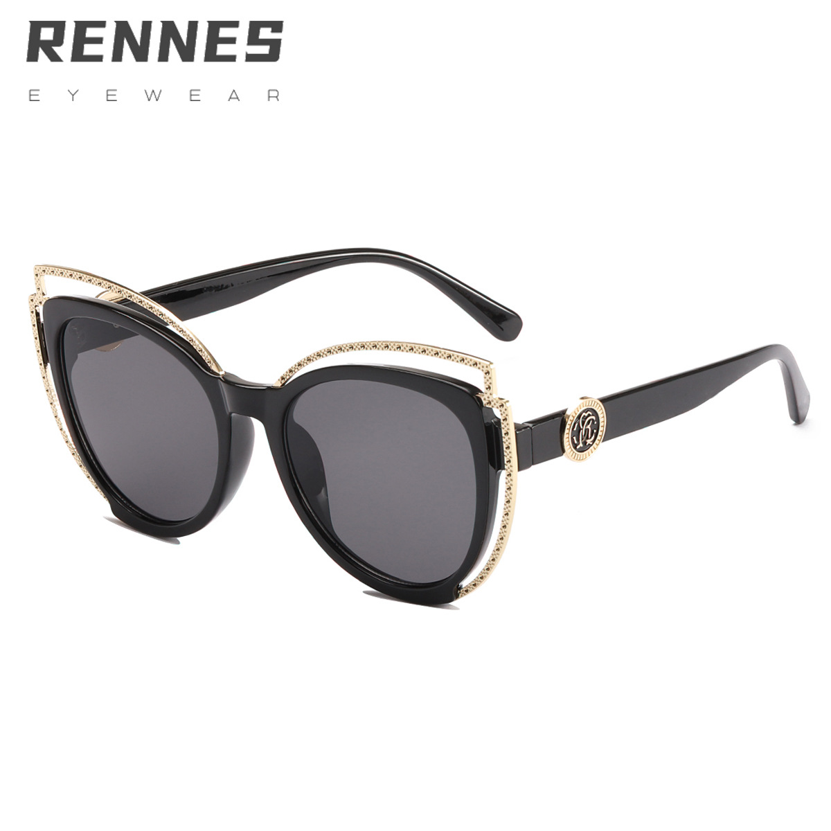 2021 nuevas gafas de sol decorativas de metal de ojo de gato de moda europea y americana gafas de sol personalizadas transfronterizas de mujer de moda 8316