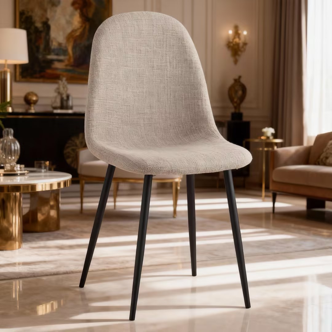 Transfronteriza personalizada nórdica minimalista mesa de comedor taburetes de comedor tela de lino silla de concha silla de red