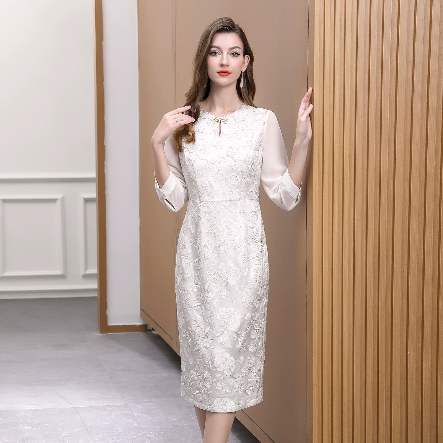 Новое платье Cheongsam с уксусной кислотой