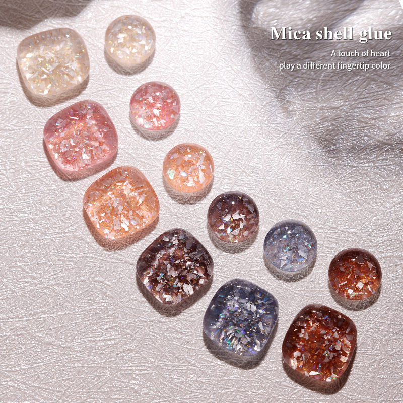2023 nuevo hielo de verano transparente Internet celebridad estilo Mica Shell pegamento manicura grandes lentejuelas esmalte de uñas pegamento