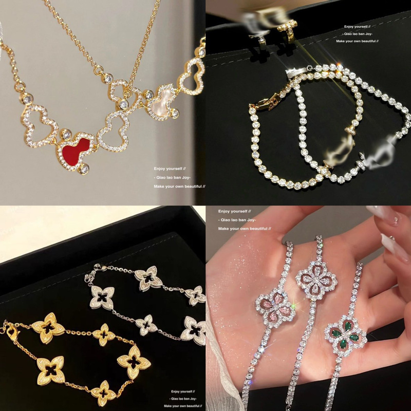 Zircon Flower Gourd Pendant Bracelet Light Luxury High-End Versatile Bracelet Fashionable Temperament Design Hand Jewelry for Women