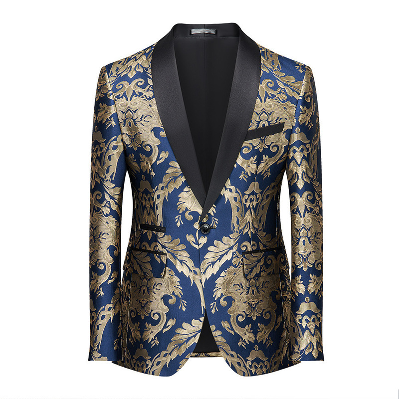 New Foreign Trade Men's Korean Style Slim Suit Stage Casual Performance Host Precision Jacquard Suit Jacket Suit New Foreign Trade Men's Korean Style Slim Suit Stage Casual Performance Host Precision Jacquard Suit Jacket Suit
