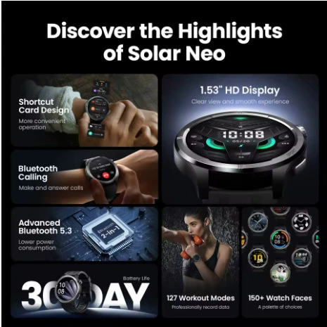 HAYLOU Solar Neo (LS21) одиночная лента/двойная лента смарт-часы Международная версия