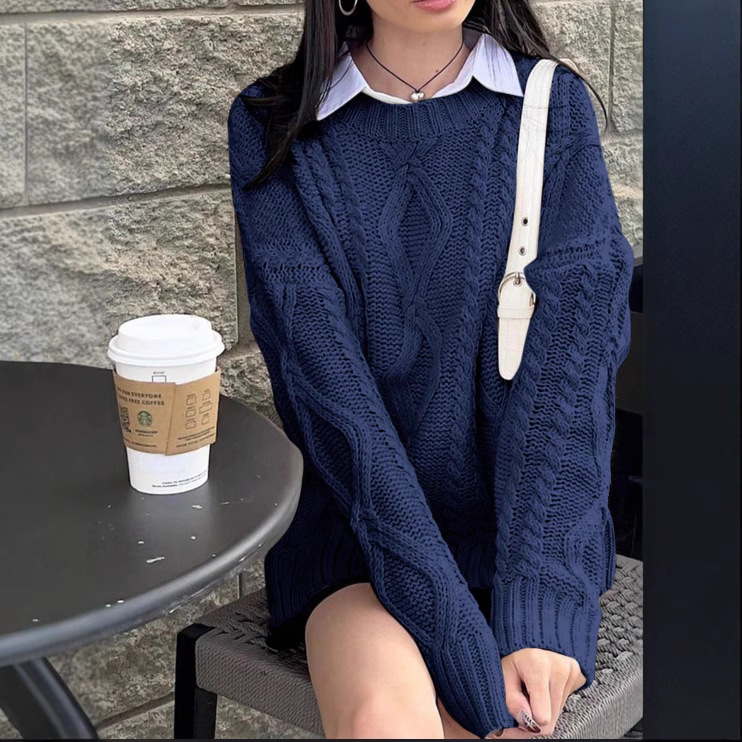 Cross-border bestseller: French-style casual thick oversized sweater, Amazon European and American cable-knit extra-large chunky knit top Cross-border bestseller: French-style casual thick oversized sweater, Amazon European and American cable-knit extra-large chunky knit top