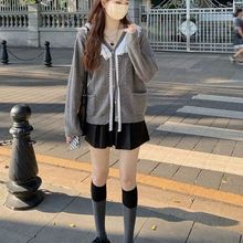 秋秋装2025新款短裙套装秋季长袖蕾丝V领两件套秋冬中长款大码潮