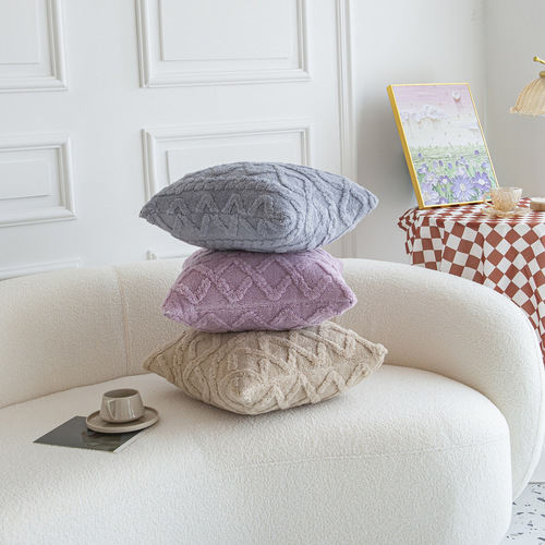 Modern simple double-sided taffeta cushion cover cross-border autumn and winter plush pillow bedside waist pillow living room sofa cushion