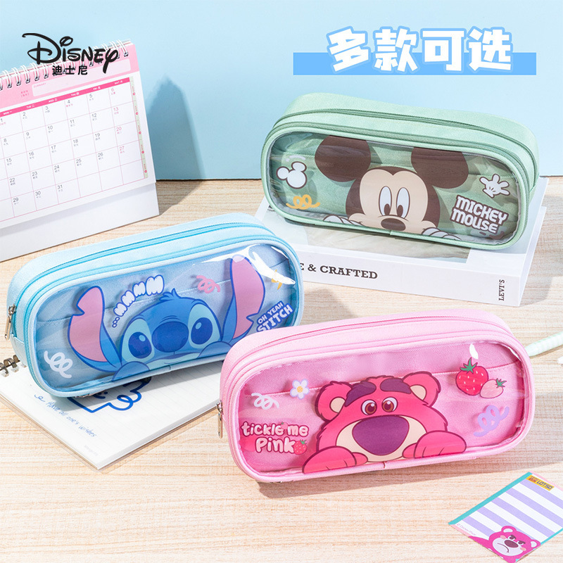 Disney Primary School Student Pencil Case Stitch Strawberry Bear Large Capacity Transparent Stationery Box Double-Layer Stationery Bag 83150 Disney Primary School Student Pencil Case Stitch Strawberry Bear Large Capacity Transparent Stationery Box Double-Layer Stationery Bag 83150