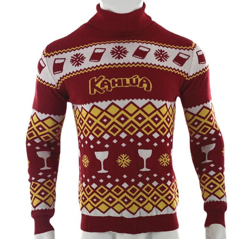 Custom Christmas Sweater European and American Cross-border Fashion Men's and Women's Autumn and Winter Wear High Collar Jacquard Craft Long Sleeve Knitted Sweater Custom Christmas Sweater European and American Cross-border Fashion Men's and Women's Autumn and Winter Wear High Collar Jacquard Craft Long Sleeve Knitted Sweater