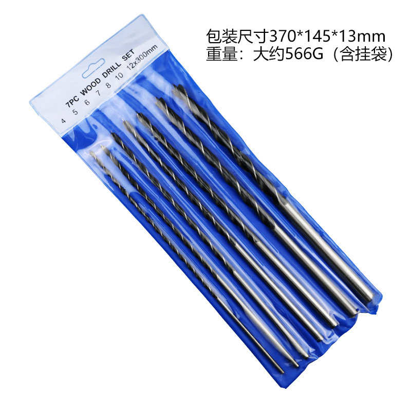 工場価格直販300mm延長三尖大工ドリル袋入りセンタリング木工穴あけ器4-12mm 7本セット|undefined