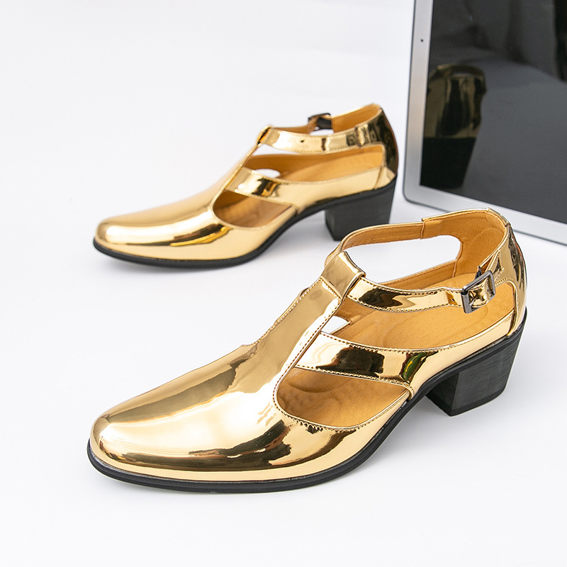Amazon's Best-Selling Men's High-Heeled Leather Shoes Designer New Fashion Men's Sandals Cross-Border 46 Large Size Leather Sandals