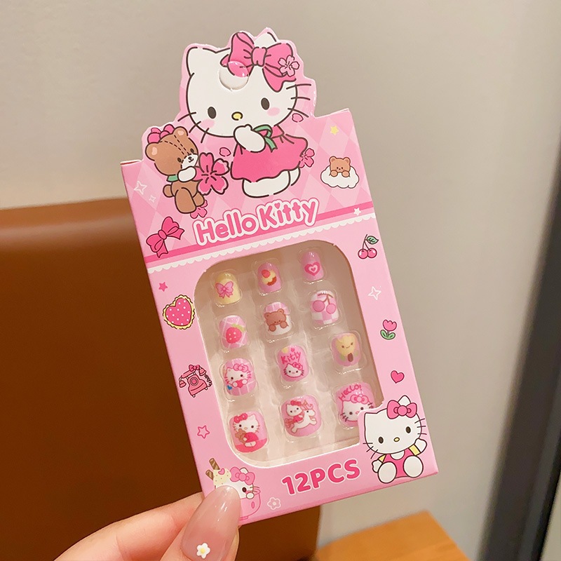 Niños Kulomi dibujos animados bebés usar uñas niñas lindas manicure parches de uñas impermeables para usar