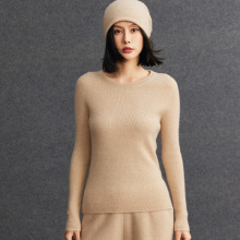 山羊绒女士圆领休闲简约宽松百搭都市风羊绒衫秋冬新款内搭针织衫