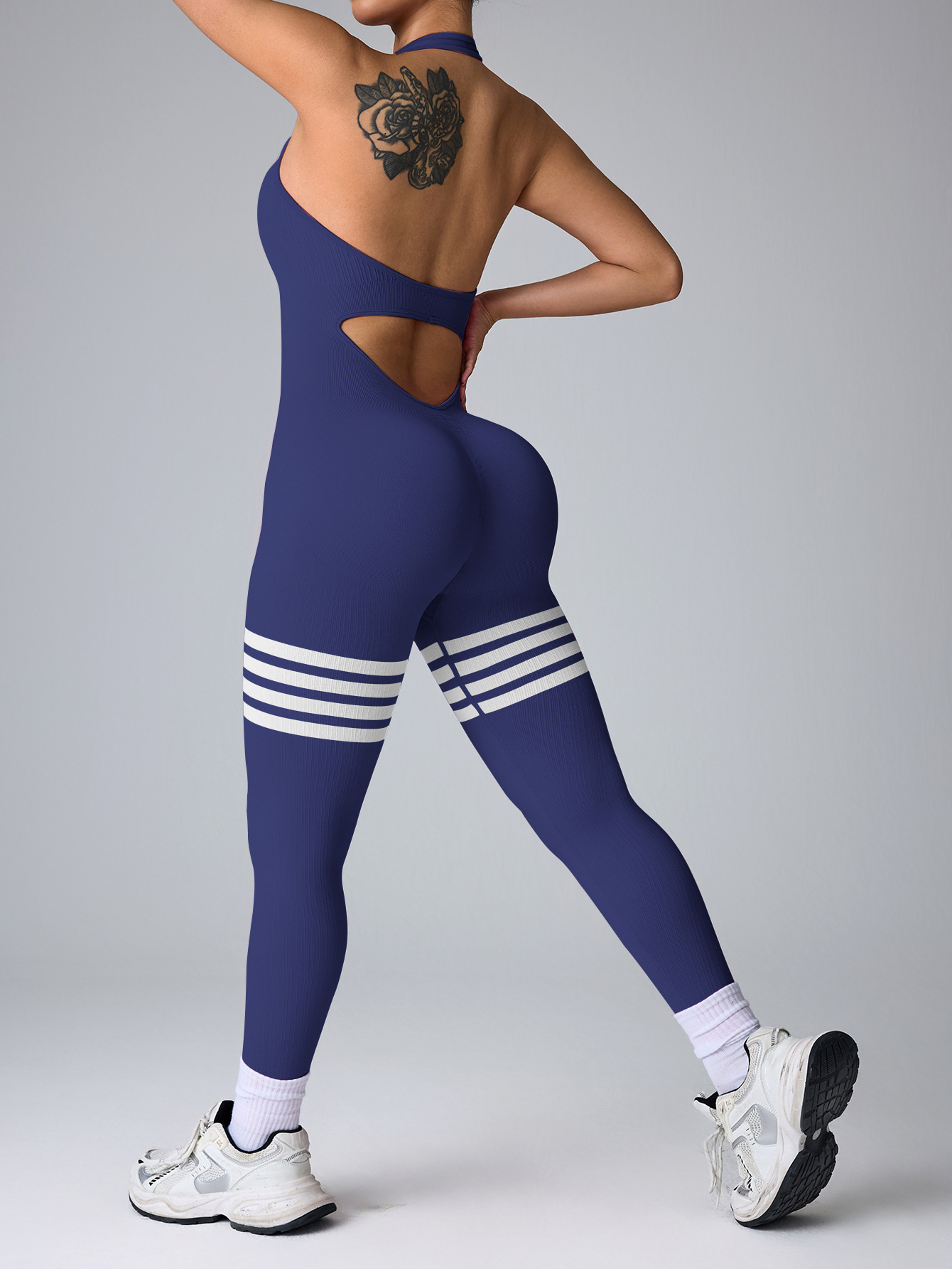 Nuevo cuello colgante, caderas, abdomen cerrado, rayas deportivas sin costuras, ropa de yoga deportiva de mujer, pantalones