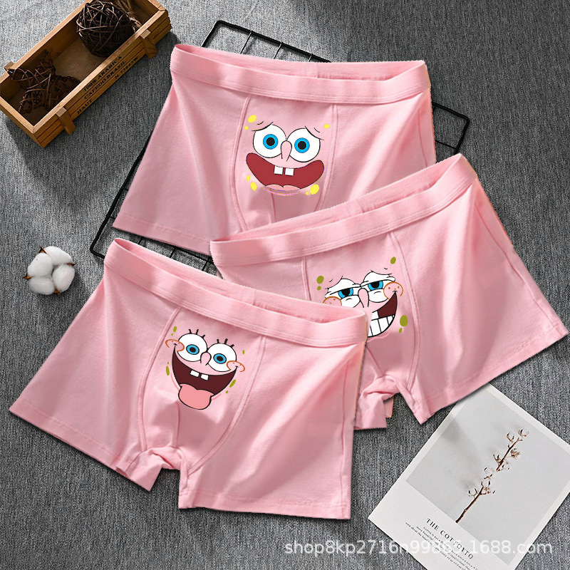 Pink Men's Underwear Men's Cotton Cute Cartoon Creative Funny Funny Anime Spongebob Teenager Boys