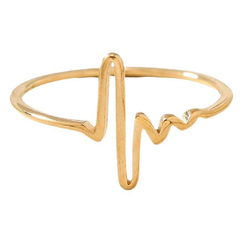Venta caliente europea y americana corte ECG anillo de acero de titanio personalidad de la moda pareja de acero de titanio anillo de acero inoxidable fábrica de joyas