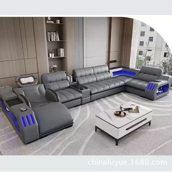 轻奢摩登智能皮沙发多功能客厅沙发舒适客厅可躺按摩椅沙发组合