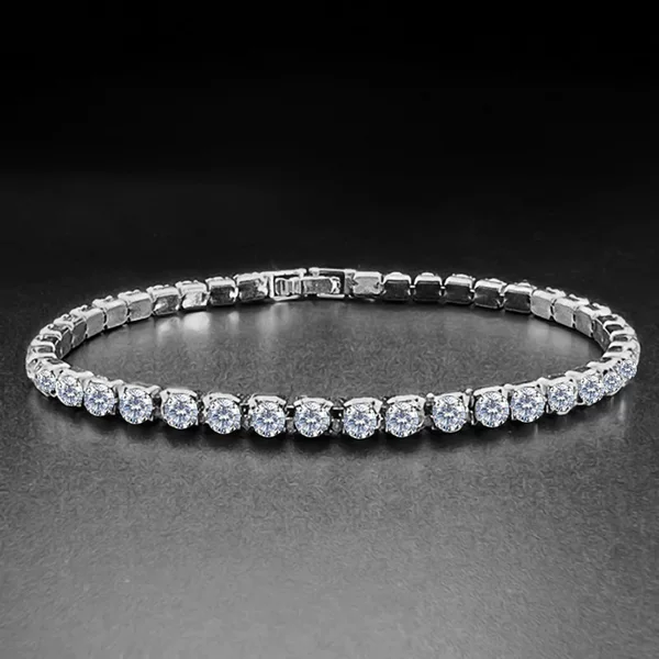 Cross-border Hot Sale Single Row Rhinestone 4mm Couple Bracelet Tennis Chain Hip-hop Four-claw Mosan Diamond Bracelet Jewelry