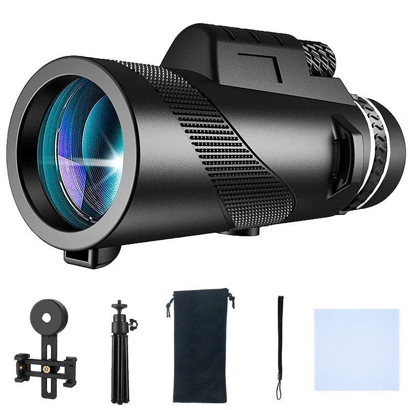 Telescopio monocular de gran diámetro 10x42 de la fábrica Source, telescopio de alta magnificación HD 80x100 para exteriores y para teléfono móvil.
