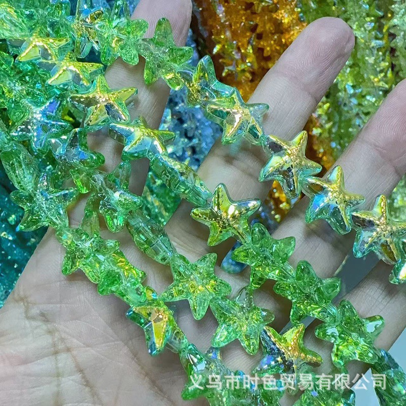 Colgante de cristal de forma especial perlas de vidrio estampado estrella de mar pentagramas cuentas collar DIY multicolor accesorios pendientes para el cabello