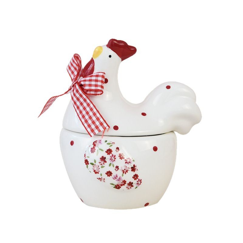 Inswind cubiertos flores rojas pollo frito frasco de cerámica frasco de azúcar frasco de sal frasco de pollo creativo frasco de Pascua transfronterizo