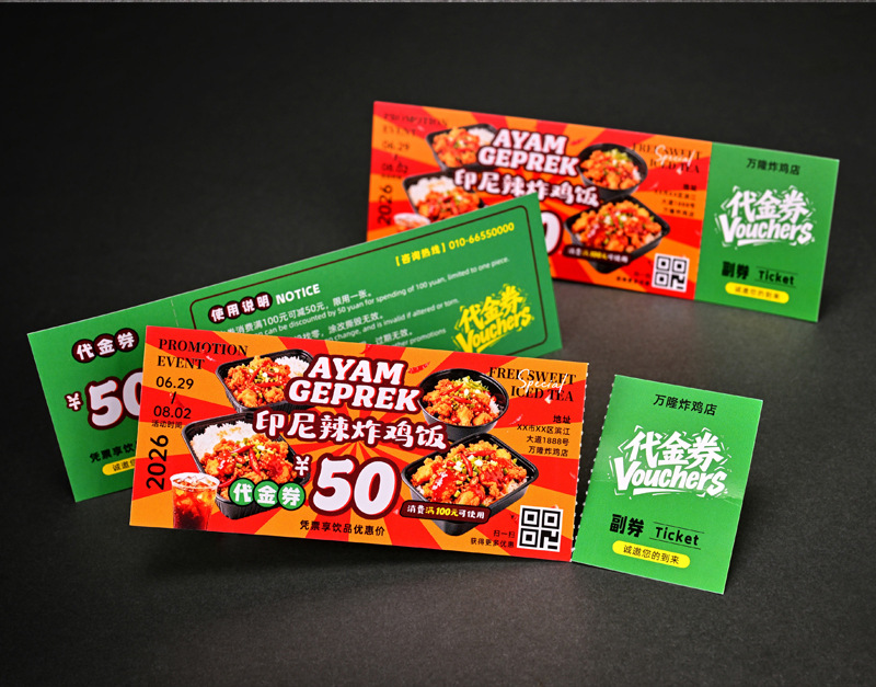 Xijia Gutscheine Wertgutscheine benutzerdefinierte Kartendruck Erlebnis Gastronomie Rabattgutscheine Einlassgutscheine Tickets Individualdruck Design